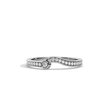 0.20 TCW Round Wave Pave Moissanite Wedding Band