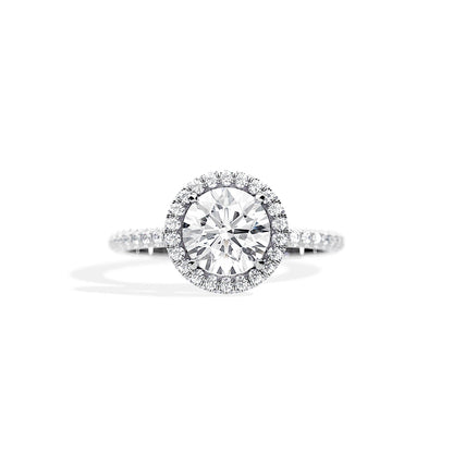 1.50 CT Round Cut Halo & Pave Moissanite Engagement Ring