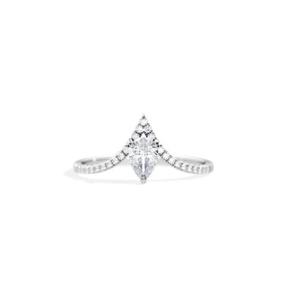 0.50 CT Pear Cut Moissanite Chevron Setting Engagement Ring