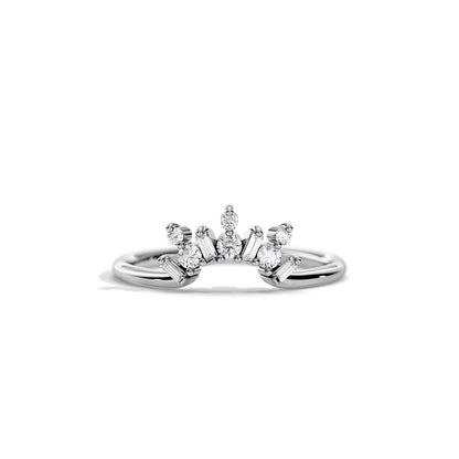 0.33 TCW Baguette/ Round Curved Wedding Band