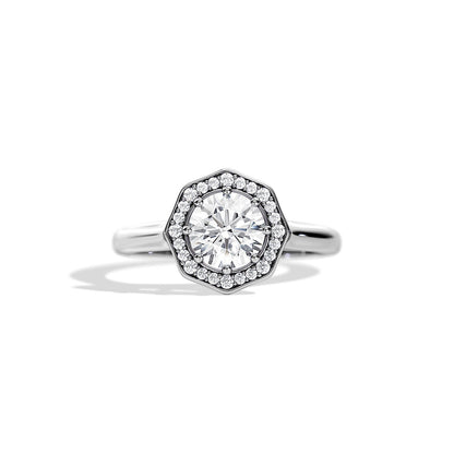 1.0 CT Round Cut Moissanite Halo Setting Engagement Ring
