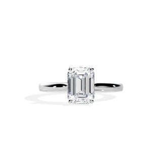 2.50 CT Emerald Cut Hidden Halo Moissanite Engagement Ring