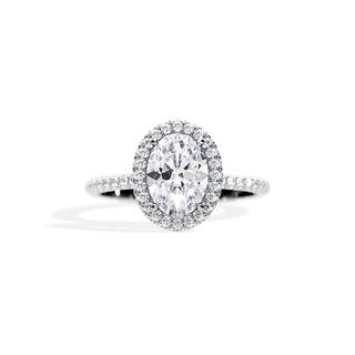 1.50 CT Oval Cut Moissanite Halo & Pave Engagement Ring