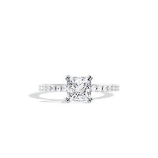 1.20 CT Princess Cut Moissanite Pave Setting Engagement Ring