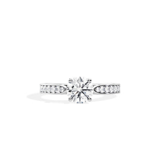 1.0 CT Round Cut Moissanite Pave Setting Engagement Ring