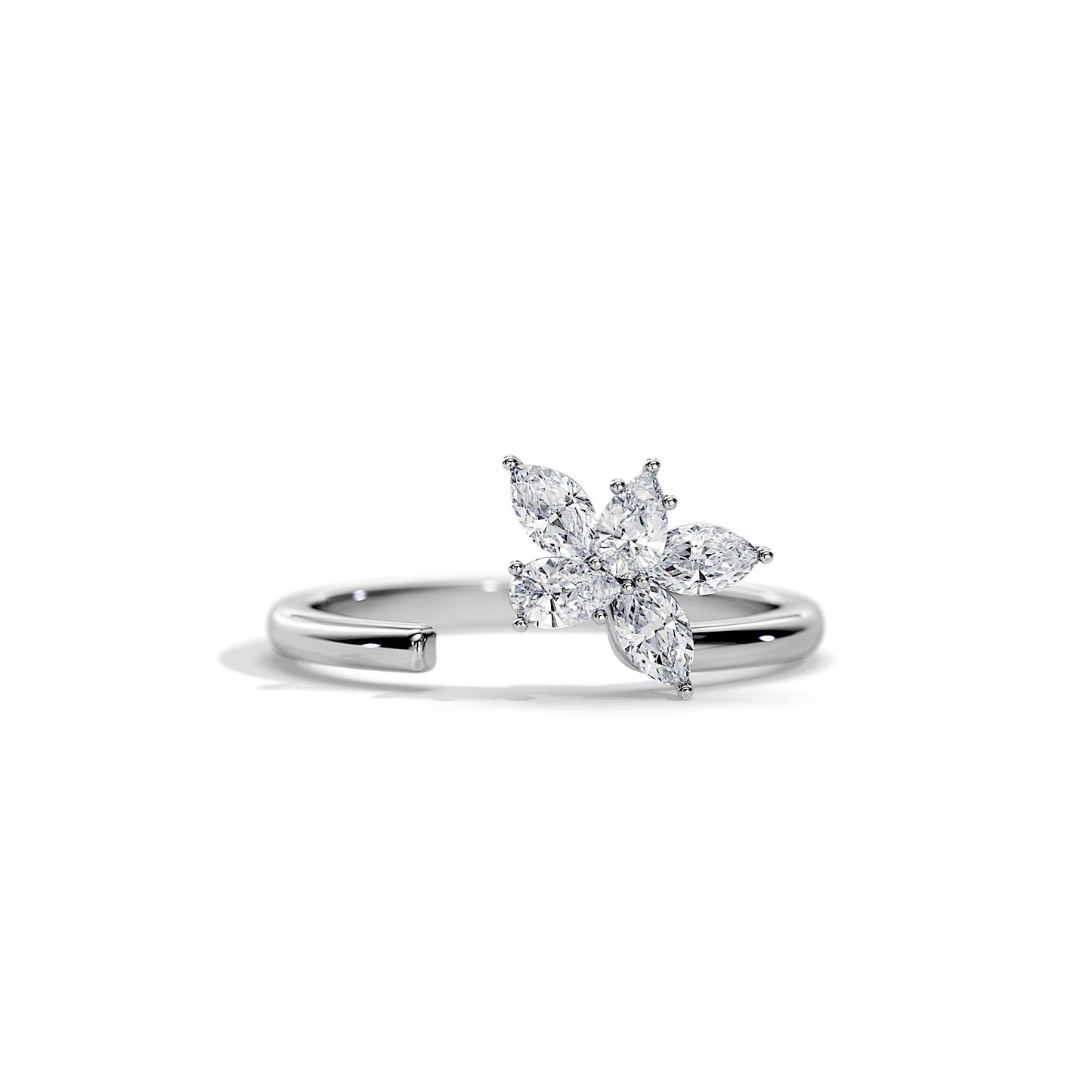0.75 TCW  Marquise / Pear Curved Moissanite Wedding Band