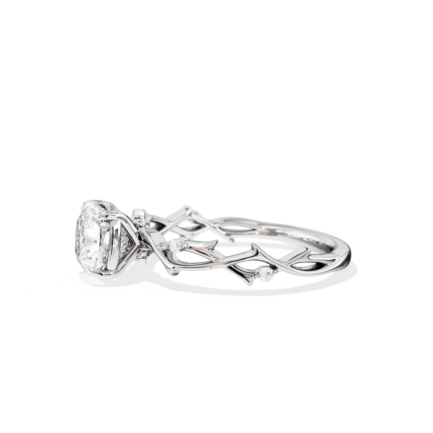 1.30 CT Cushion Cut Moissanite Twig Style Engagement Ring