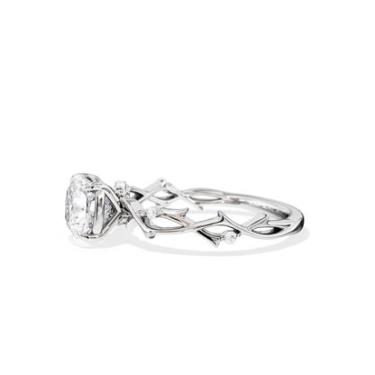 1.30 CT Cushion Cut Moissanite Twig Style Engagement Ring