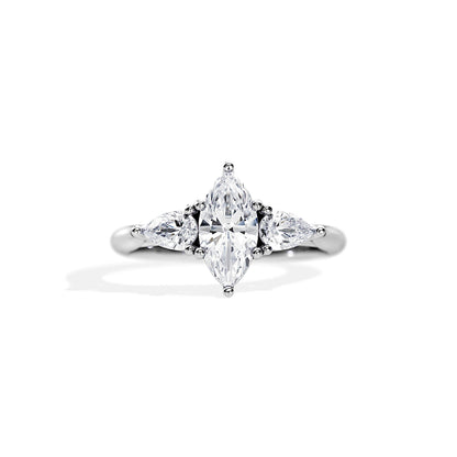 2.0 CT Marquise Cut Moissanite Three Stone  Style Engagement Ring