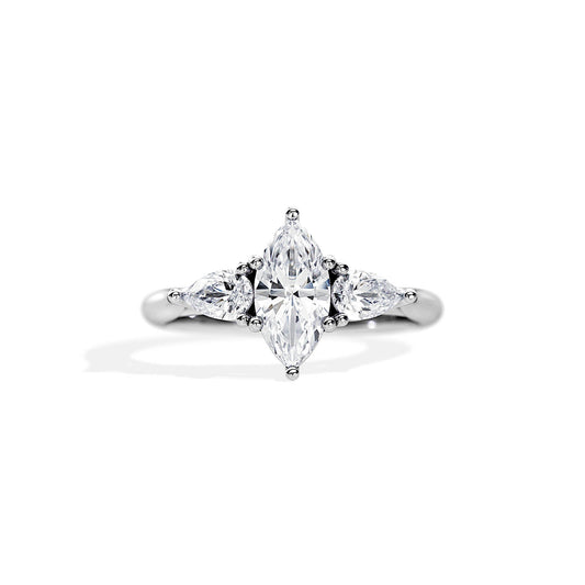 2.0 CT Marquise Cut Moissanite Three Stone  Style Engagement Ring