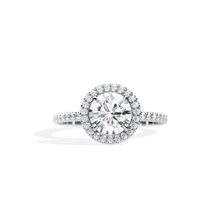 1.50 CT Round Cut Moissanite Double Halo & Pave Engagement Ring