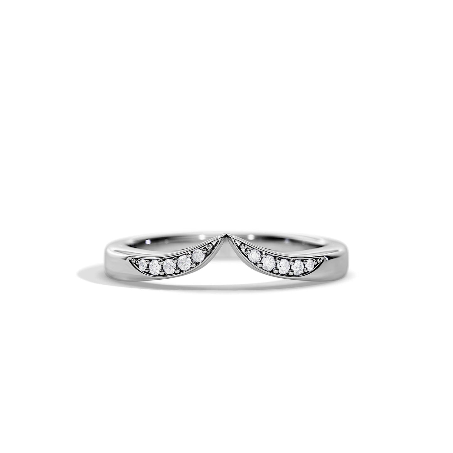 0.08 TCW Round Chevron Moissanite Wedding Band