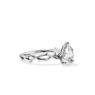 1.50 CT Pear Cut Moissanite Twig Setting Engagement Ring