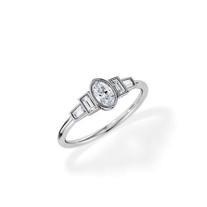 1.50 CT Oval Cut Moissanite Five Stone Setting Engagement Ring