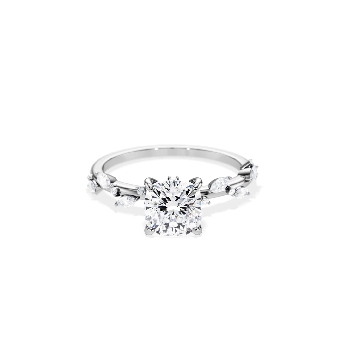 1.30 CT Cushion Cut Moissanite Twig Setting Engagement Ring