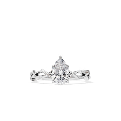 1.50 CT Pear Cut Moissanite Twig Setting Engagement Ring