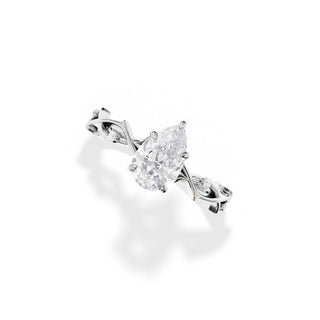 1.50 CT Pear Cut Moissanite Twig Setting Engagement Ring