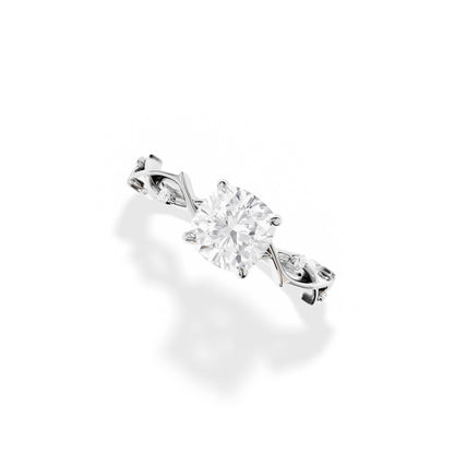 1.30 CT Cushion Cut Moissanite Twig Style Engagement Ring