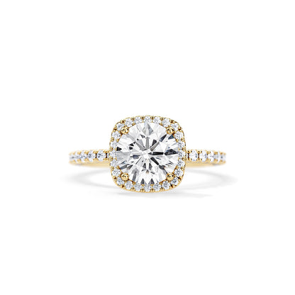 2.0 CT Round Cut Moissanite Halo & Pave Engagement Ring