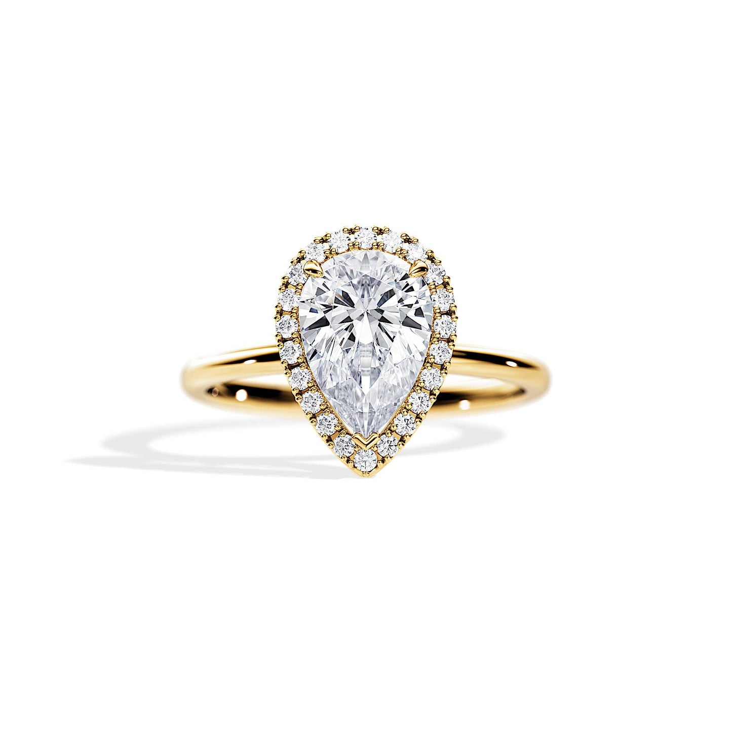 2.10 CT Pear Cut Moissanite Halo Engagement Ring