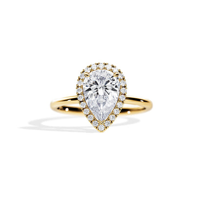 2.10 CT Pear Cut Moissanite Halo Engagement Ring