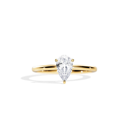 1.0-1.5 CT Pear Moissanite Solitaire Engagement Ring