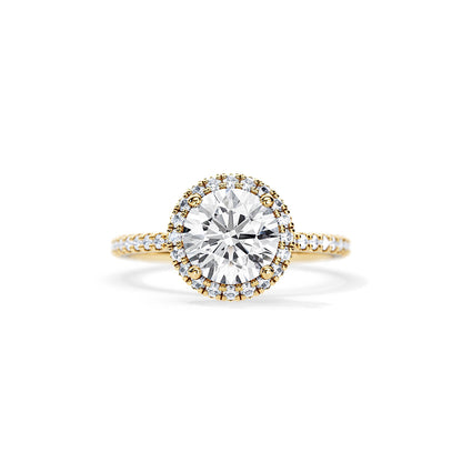 2.0 CT Round Cut Moissanite Halo Style & Pave Setting Engagement Ring