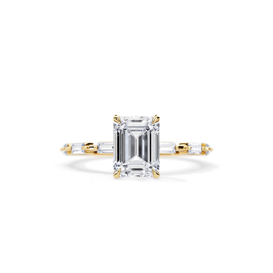 2.50 CT Emerald Cut Moissanite pave setting Engagement Ring