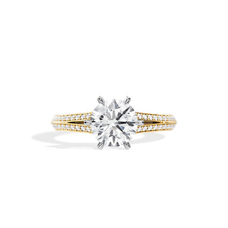 2.0 CT Round Cut Moissanite Split Shank Engagement Ring