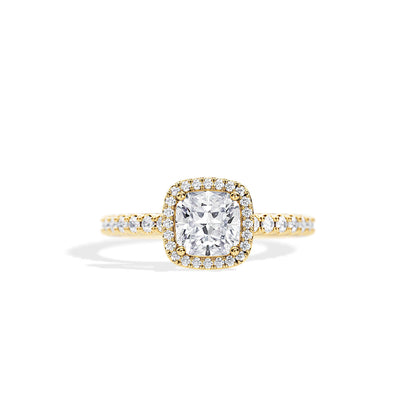 1.0 CT Cushion Cut Moissanite Halo & Pave Engagement Ring