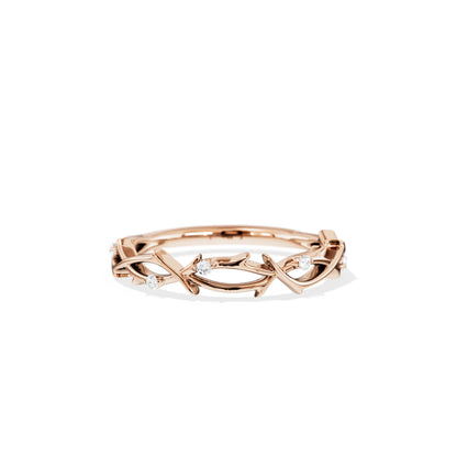 0.05 TCW Round Twig Style Wedding Band