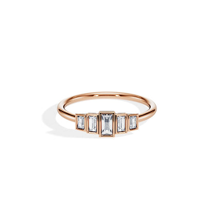 0.30 TCW Baguette Bezel Art Deco Moissanite Wedding Band