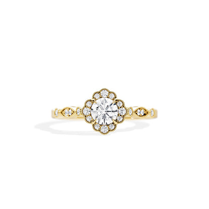 0.50 CT Round Cut Moissanite Halo Engagement Ring