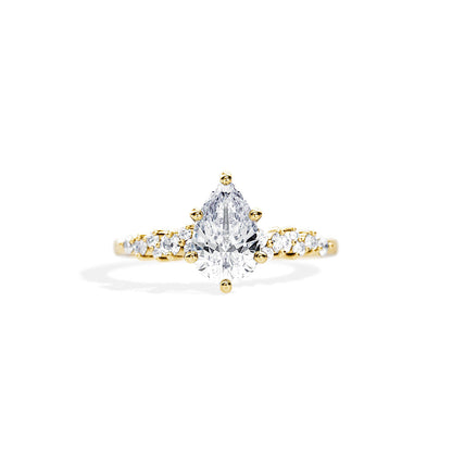1.50 CT Pear Cut Moissanite Cluster Engagement Ring