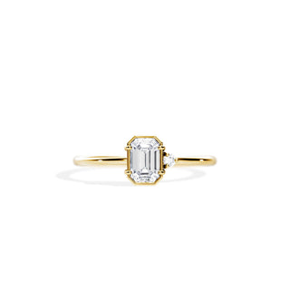 0.50 CT Emerald Cut Moissanite Bezel setting Engagement Ring