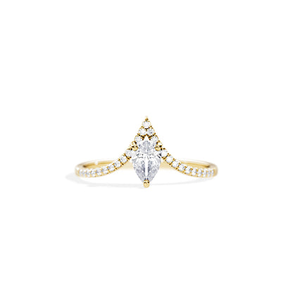0.50 CT Pear Cut Moissanite Chevron Setting Engagement Ring