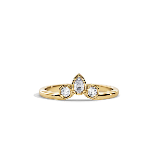0.40 TCW  Round & Pear  Three Stone Moissanite Wedding Band