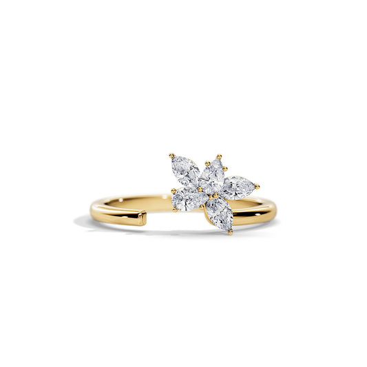 0.75 TCW  Marquise / Pear Curved Moissanite Wedding Band
