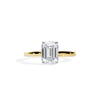 2.50 CT Emerald Cut Hidden Halo Moissanite Engagement Ring