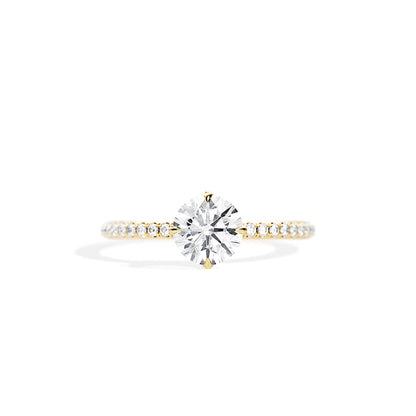 1.0 CT Round Cut Pave Setting Moissanite Engagement Ring