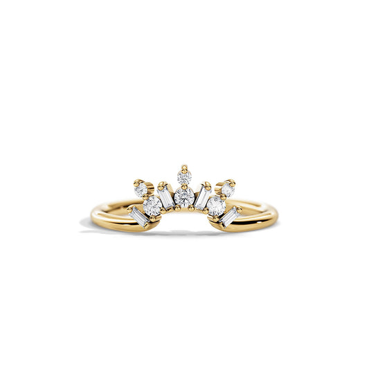 0.33 TCW Baguette/ Round Curved Wedding Band