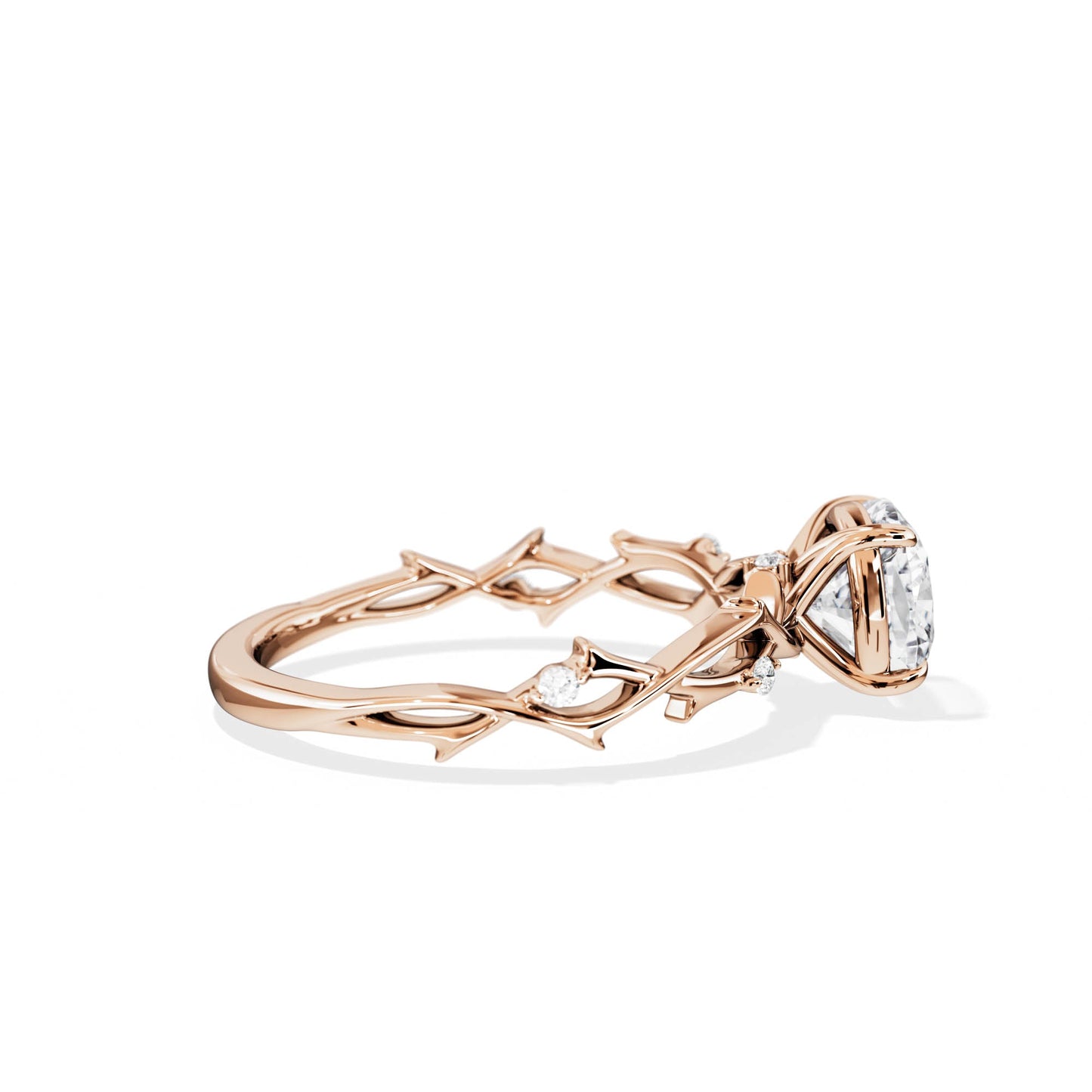 1.30 CT Cushion Cut Moissanite Twig Style Engagement Ring