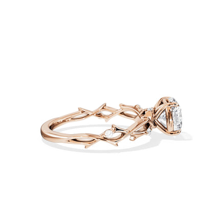 1.30 CT Cushion Cut Moissanite Twig Style Engagement Ring