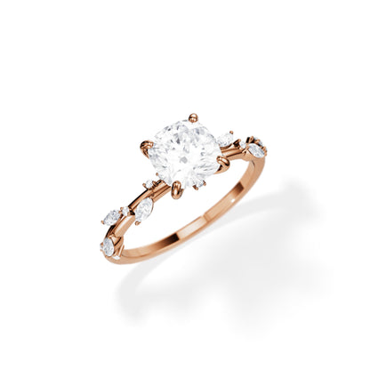 1.30 CT Cushion Cut Moissanite Twig Setting Engagement Ring