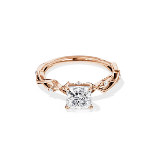 1.20 CT Princess Cut Moissanite Twig setting Engagement Ring