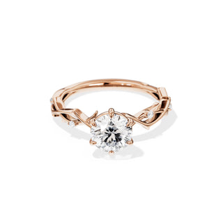 1.0 CT Round Cut Moissanite Twig Style Engagement Ring