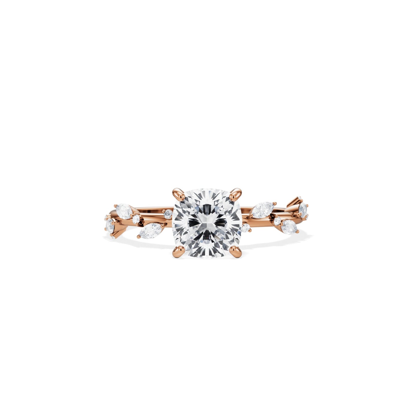 1.30 CT Cushion Cut Moissanite Twig Setting Engagement Ring