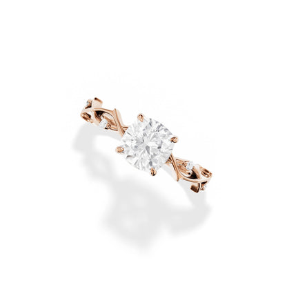 1.30 CT Cushion Cut Moissanite Twig Style Engagement Ring
