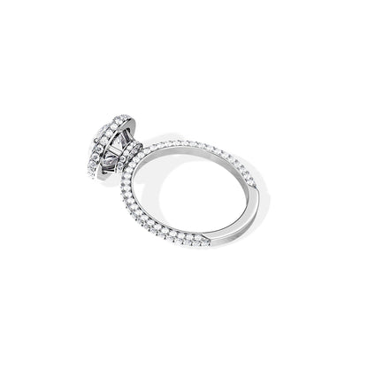 1.50 CT Round Cut Halo & Pave Moissanite Engagement Ring