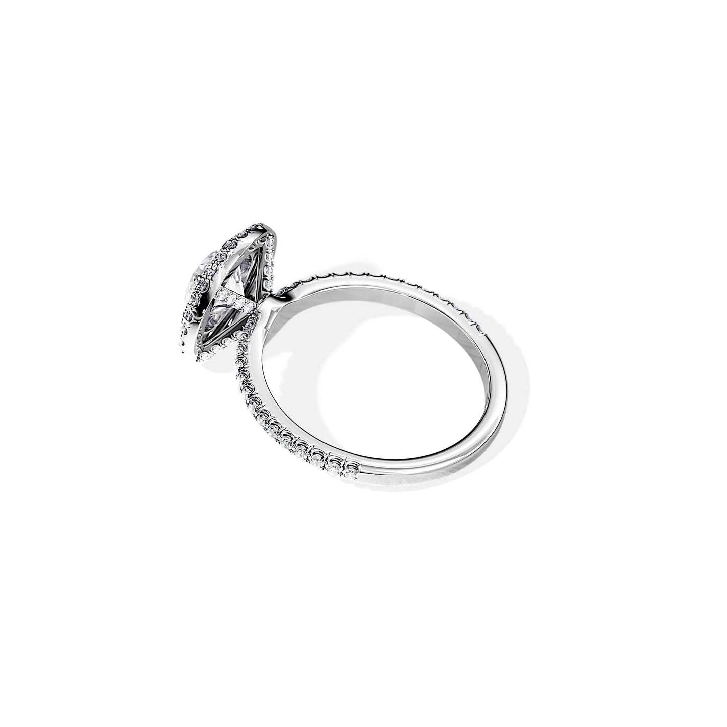 1.0 CT Round Cut Moissanite Double Halo & Pave Engagement Ring